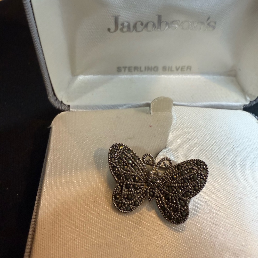 Intricate Silver Butterfly Brooch